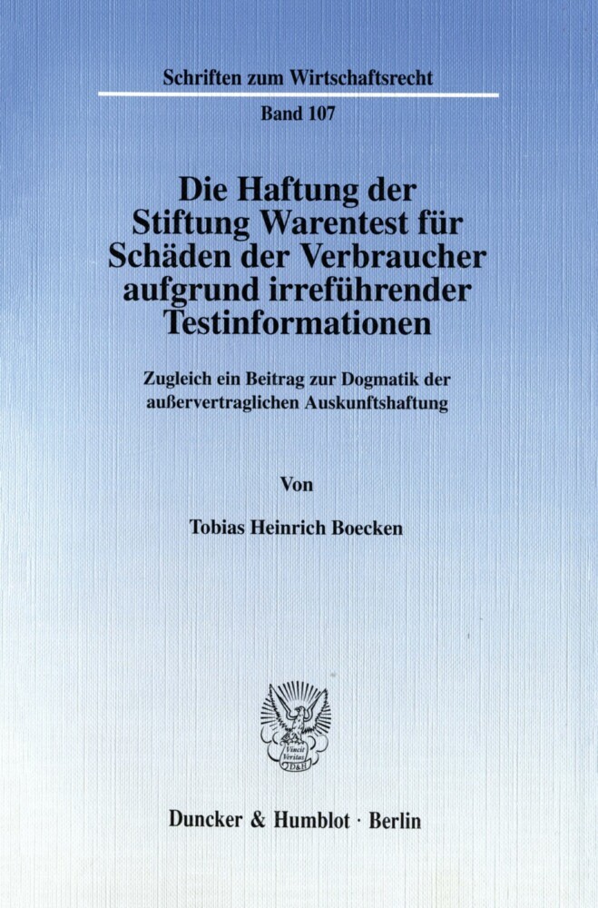 Die Haftung der Stiftung Warentest für Schäden der Verbraucher aufgrund irreführender Testinformationen. main product photo