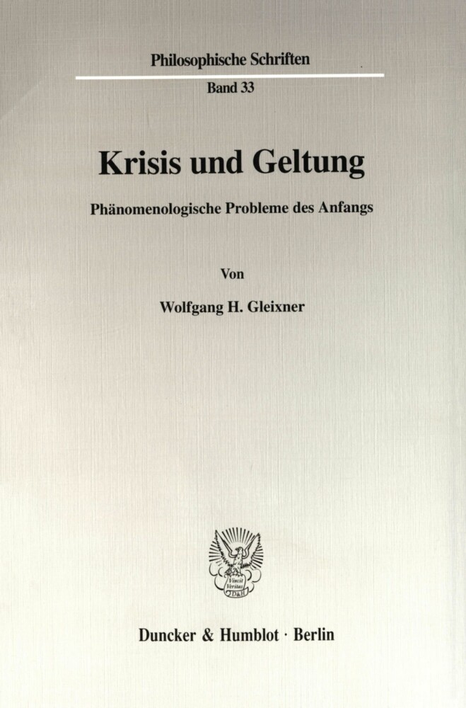 Krisis und Geltung. main product photo