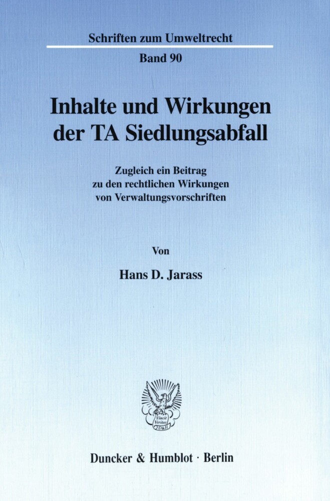 Inhalte und Wirkungen der TA Siedlungsabfall. main product photo