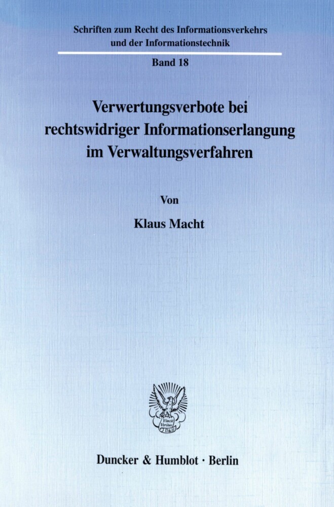 Verwertungsverbote bei rechtswidriger Informationserlangung im Verwaltungsverfahren. main product photo