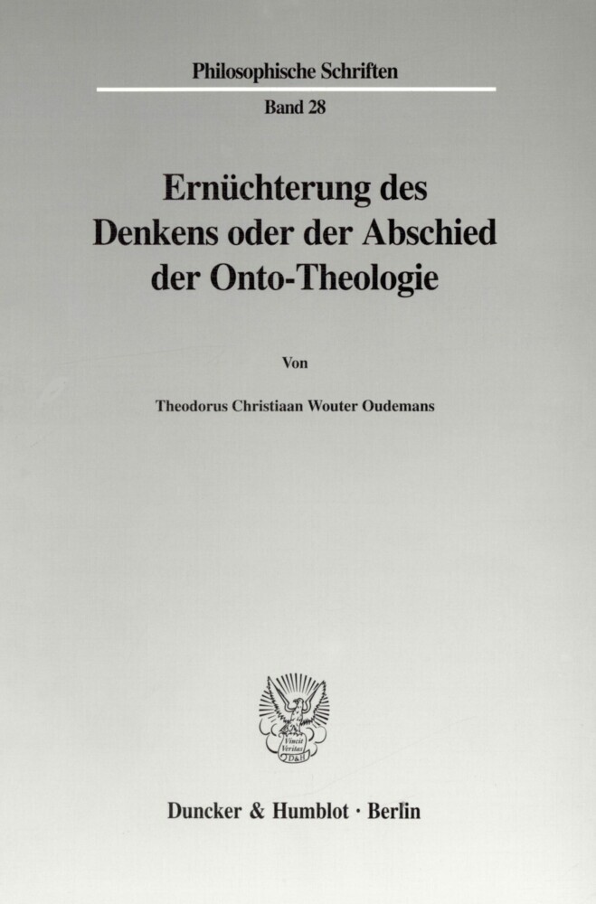 Ernüchterung des Denkens oder der Abschied der Onto-Theologie. main product photo