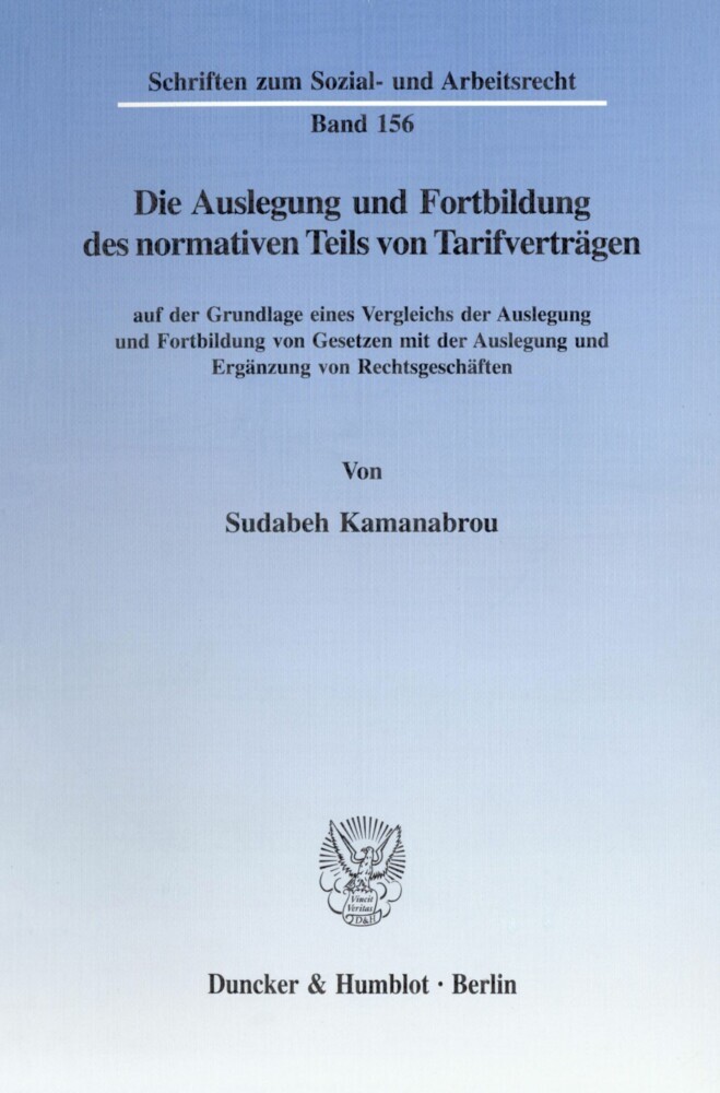 Die Auslegung und Fortbildung des normativen Teils von Tarifverträgen main product photo
