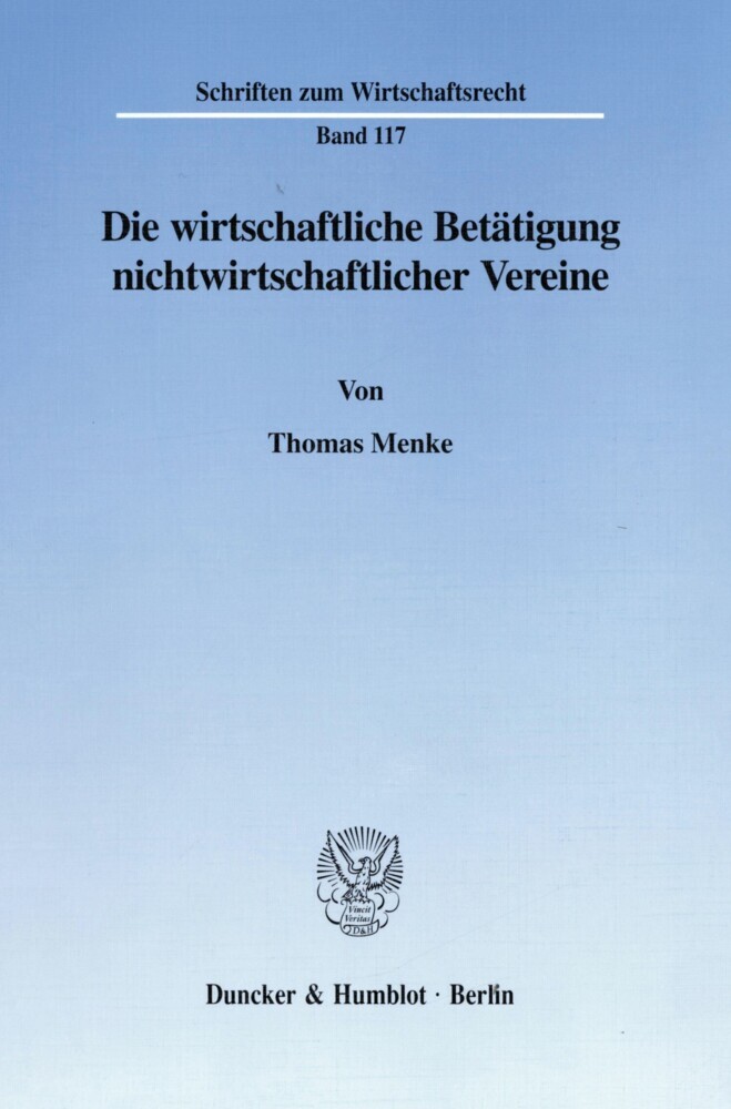 Die wirtschaftliche Betätigung nichtwirtschaftlicher Vereine. main product photo