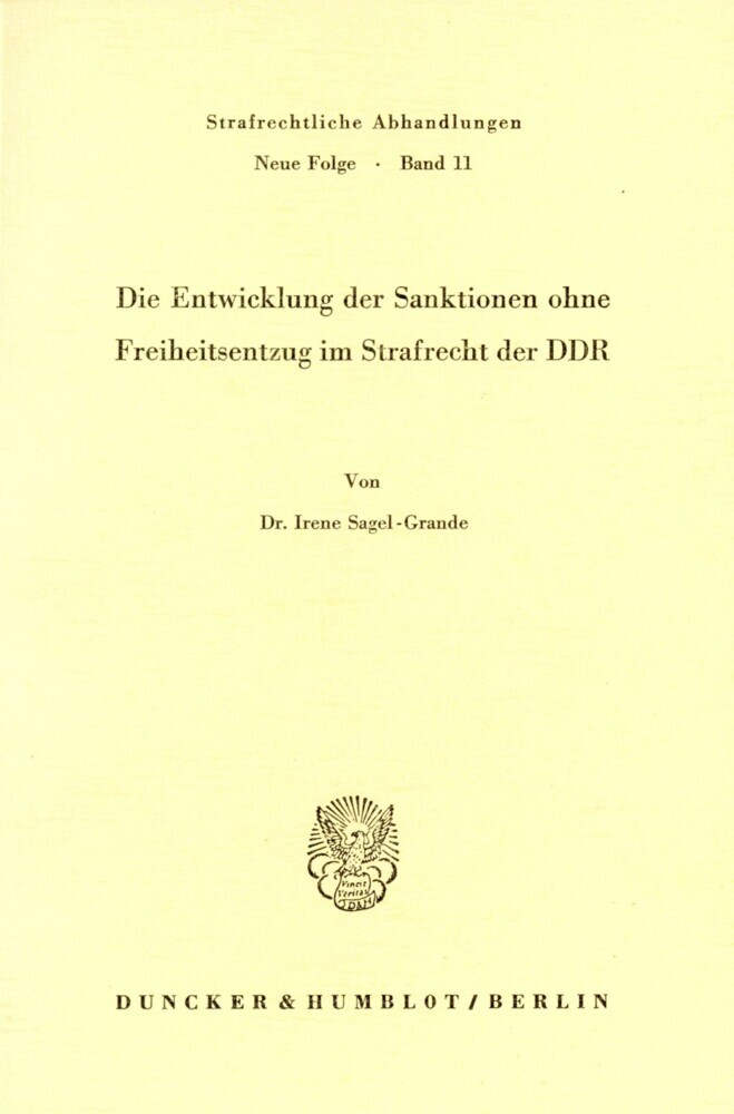 Die Entwicklung der Sanktionen ohne Freiheitsentzug im Strafrecht der DDR. main product photo