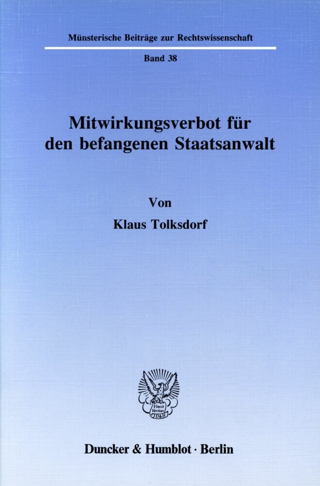 Mitwirkungsverbot für den befangenen Staatsanwalt. main product photo