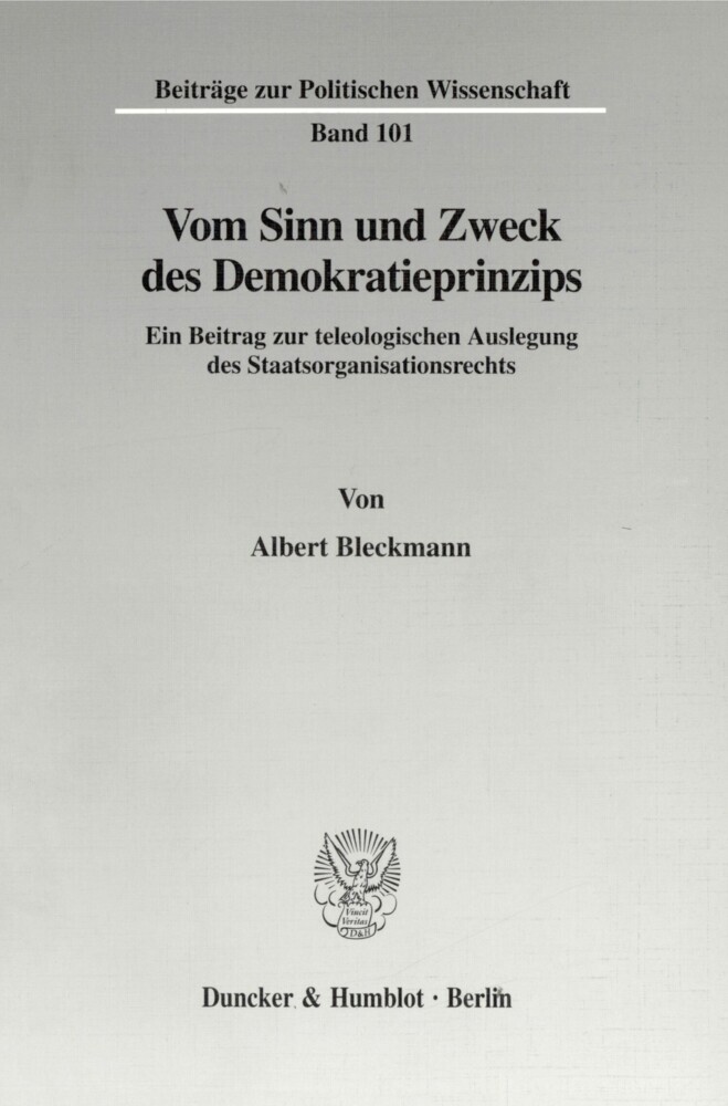 Vom Sinn und Zweck des Demokratieprinzips. main product photo