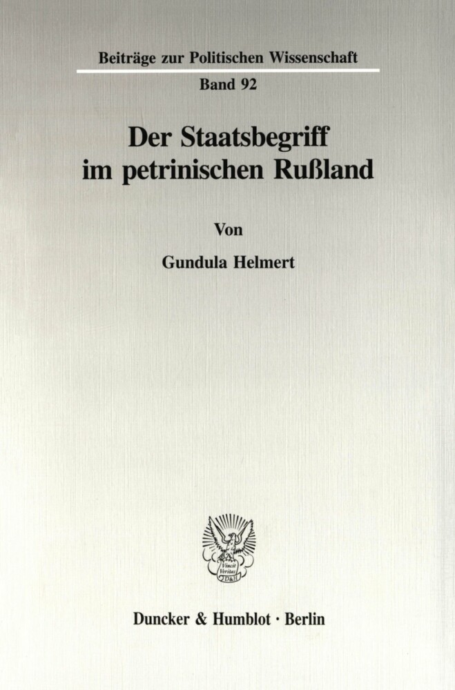 Der Staatsbegriff im petrinischen Rußland. main product photo