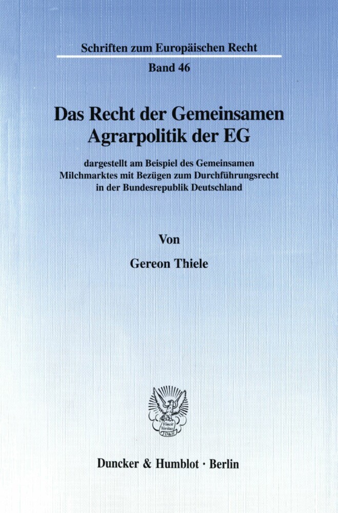 Das Recht der Gemeinsamen Agrarpolitik der EG main product photo