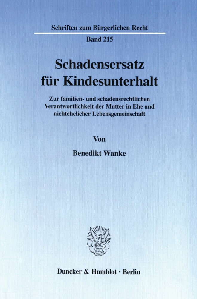 Schadensersatz für Kindesunterhalt. main product photo