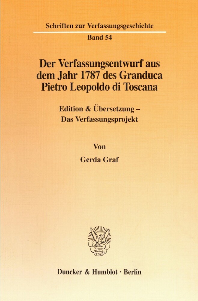 Der Verfassungsentwurf aus dem Jahr 1787 des Granduca Pietro Leopoldo di Toscana. main product photo