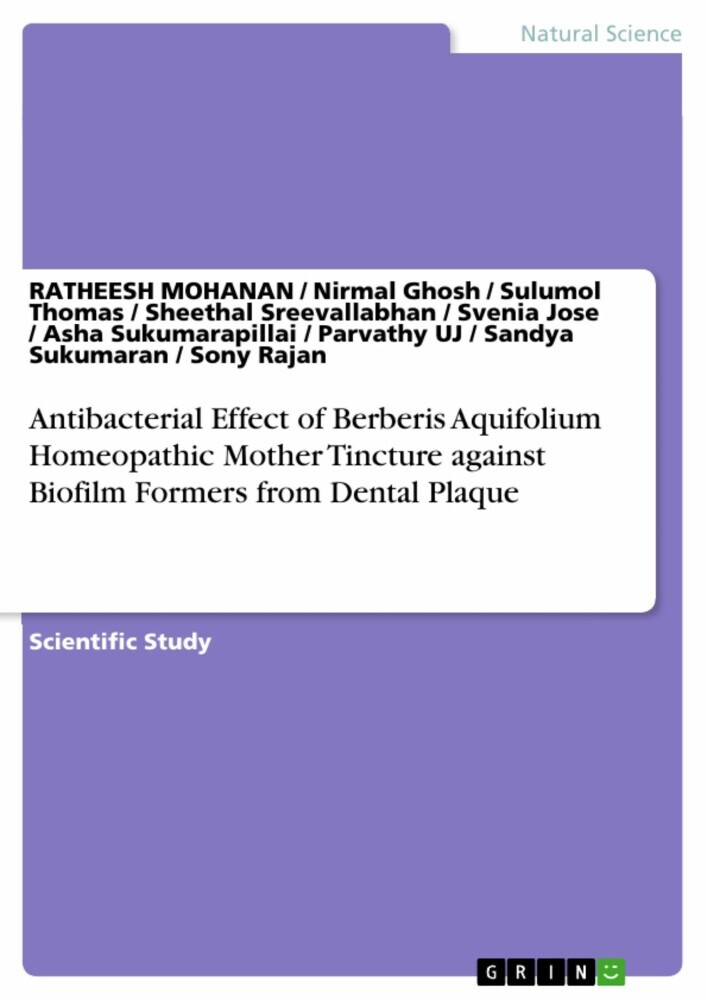 Antibacterial Effect of Berberis Aquifolium Homeopathic Mother Tincture against Biofilm Formers from Dental Plaque main product photo