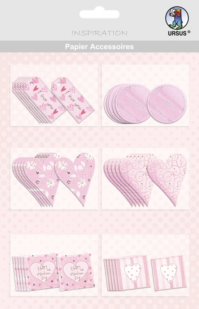 URSUS 36 Papier-Accessoires "Herzen", rosa main product photo