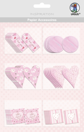 URSUS 36 Papier-Accessoires "Herzen", rosa