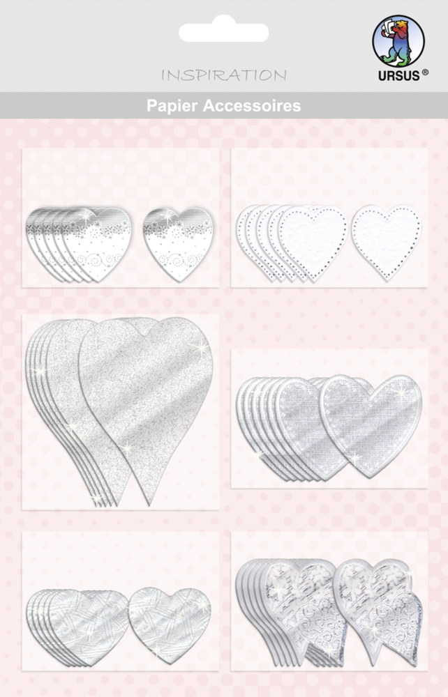 URSUS 36 Papier-Accessoires "Herzen", silber main product photo