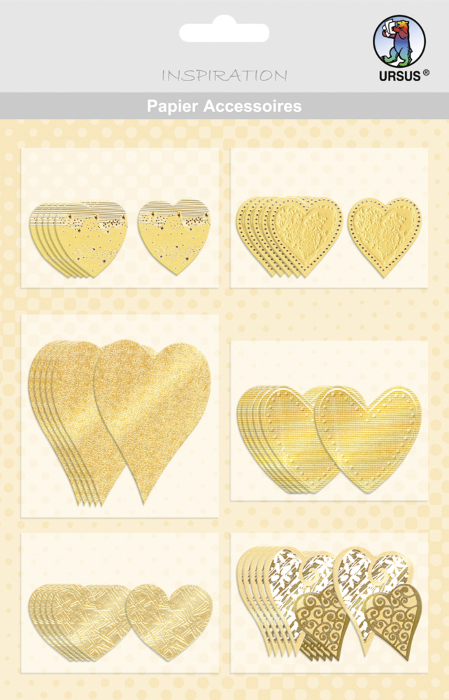 URSUS 36 Papier-Accessoires "Herzen", gold main product photo