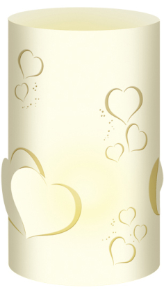 URSUS 5 Silhouetten-Tischlichter "Filigrano - Herzen", creme