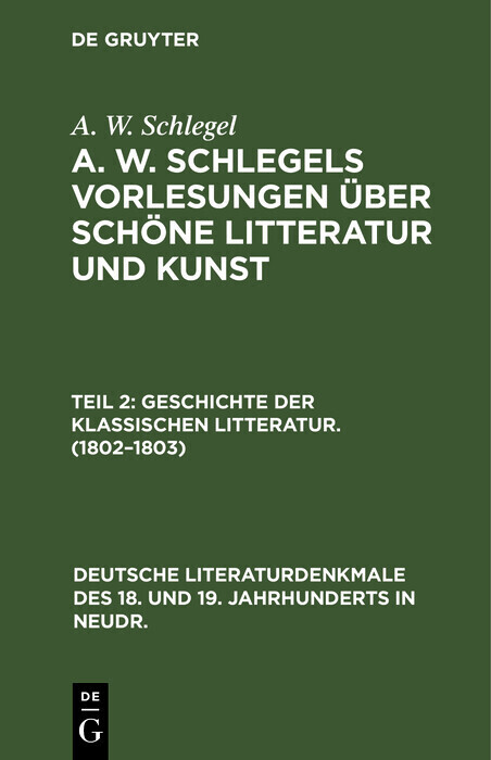 Geschichte der Klassischen Litteratur. (1802-1803) main product photo