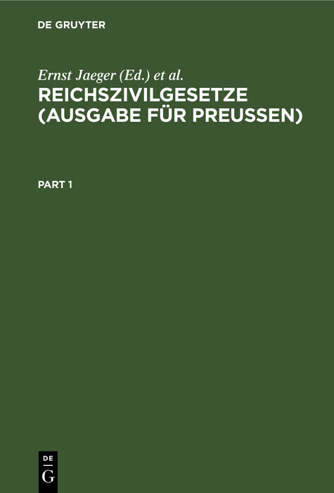 Reichszivilgesetze (Ausgabe für Preußen) main product photo