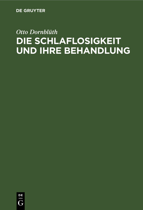 Die Schlaflosigkeit und ihre Behandlung main product photo