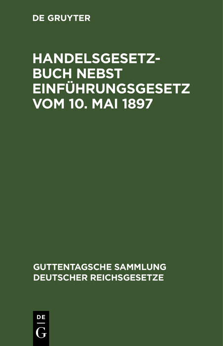 Handelsgesetzbuch nebst Einführungsgesetz vom 10. Mai 1897 main product photo