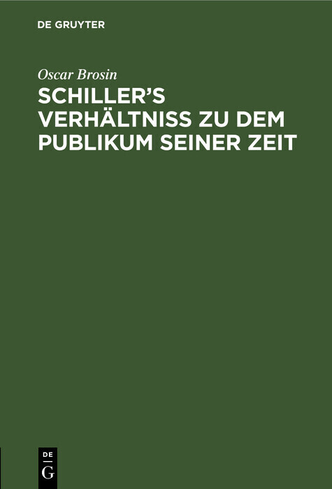 Schiller's Verhältniss zu dem Publikum seiner Zeit main product photo