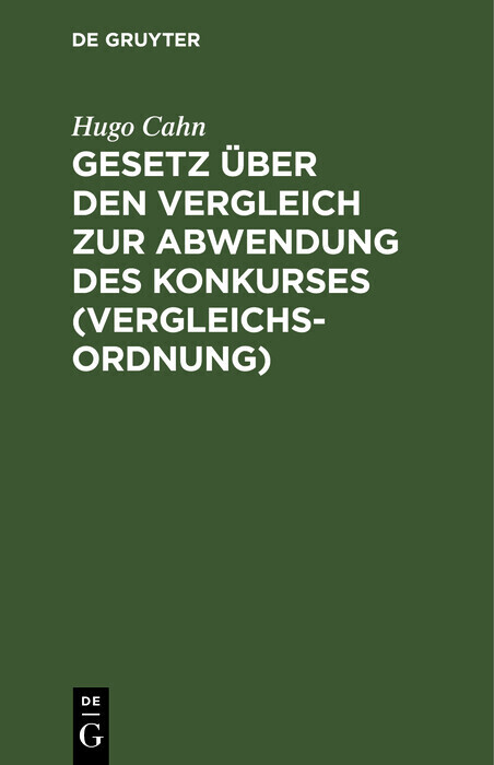 Gesetz über den Vergleich zur Abwendung des Konkurses (Vergleichsordnung) main product photo