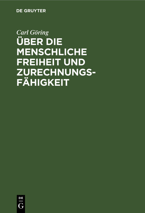 Über die Menschliche Freiheit und Zurechnungsfähigkeit main product photo