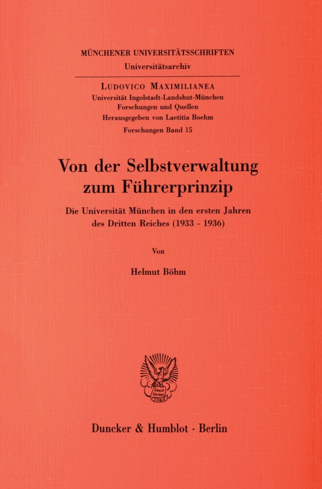 Von der Selbstverwaltung zum Führerprinzip. main product photo