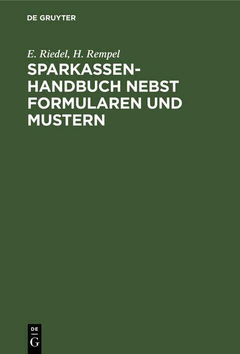 Sparkassenhandbuch nebst Formularen und Mustern main product photo