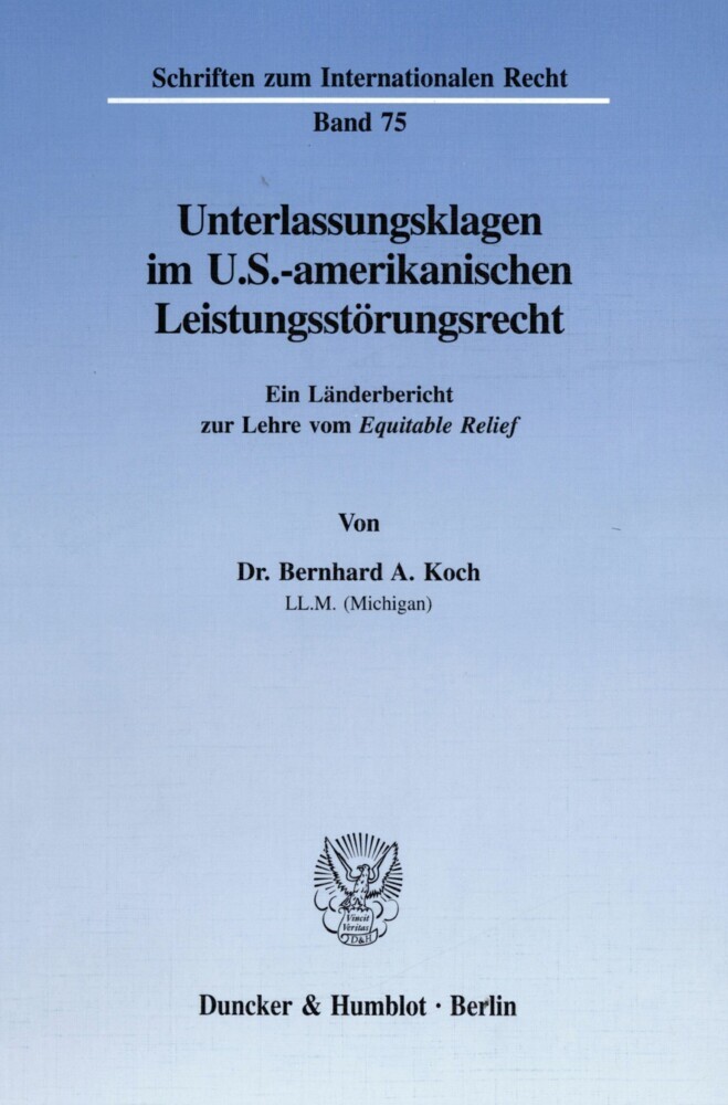 Unterlassungsklagen im U.S.-amerikanischen Leistungsstörungsrecht. main product photo