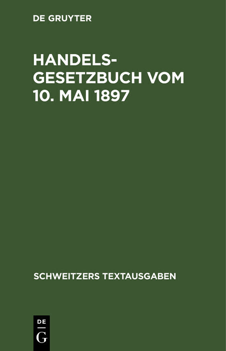 Handelsgesetzbuch vom 10. Mai 1897 main product photo