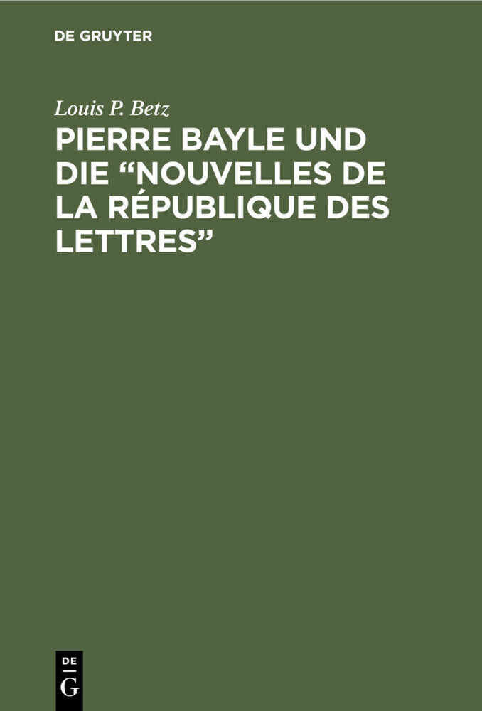 Pierre Bayle und die 'Nouvelles de la République des Lettres' main product photo
