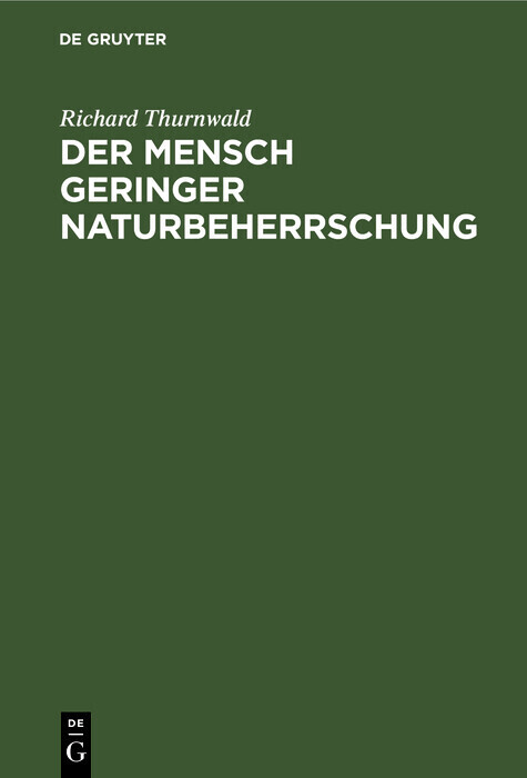 Der Mensch geringer Naturbeherrschung main product photo
