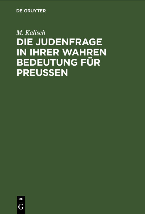 Die Judenfrage in ihrer wahren Bedeutung für Preussen main product photo