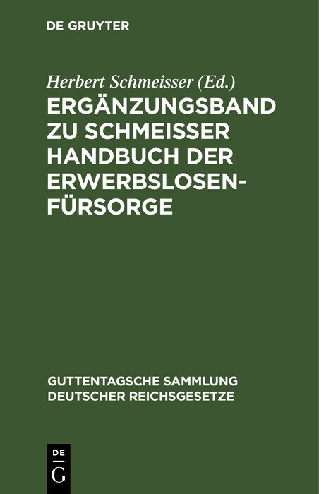 Ergänzungsband zu Schmeisser Handbuch der Erwerbslosenfürsorge main product photo