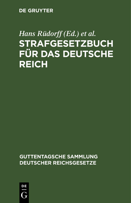 Strafgesetzbuch für das Deutsche Reich main product photo