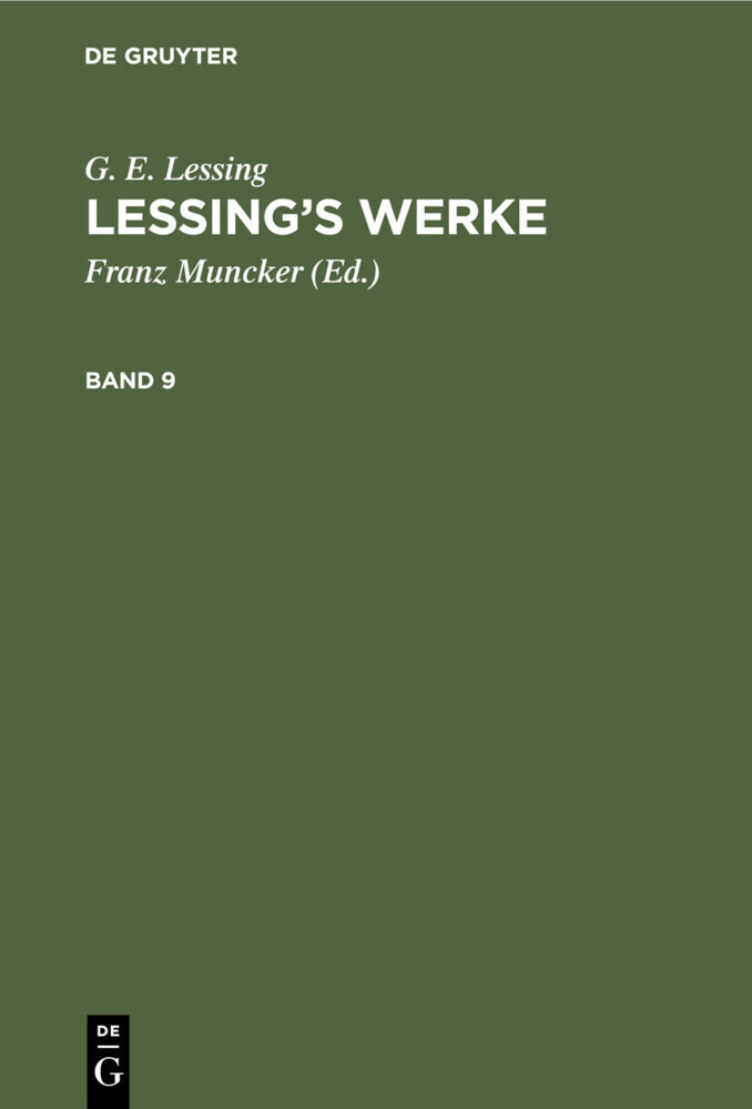 G. E. Lessing: Lessing's Werke. Band 9 main product photo