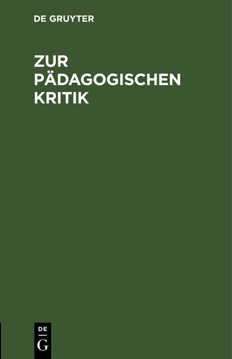 Zur pädagogischen Kritik main product photo