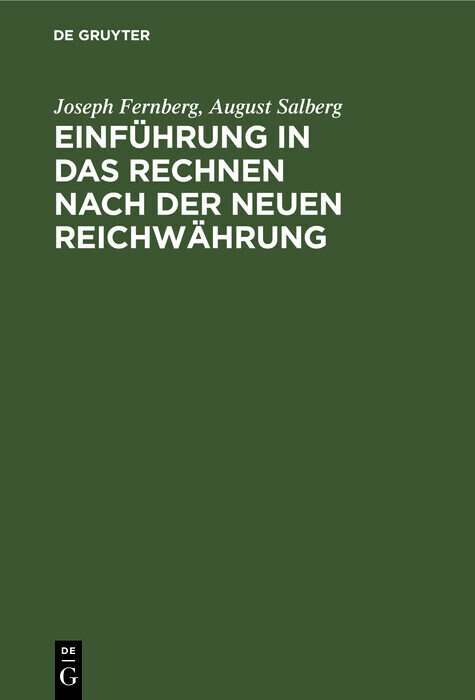 Einführung in das Rechnen nach der neuen Reichwährung main product photo