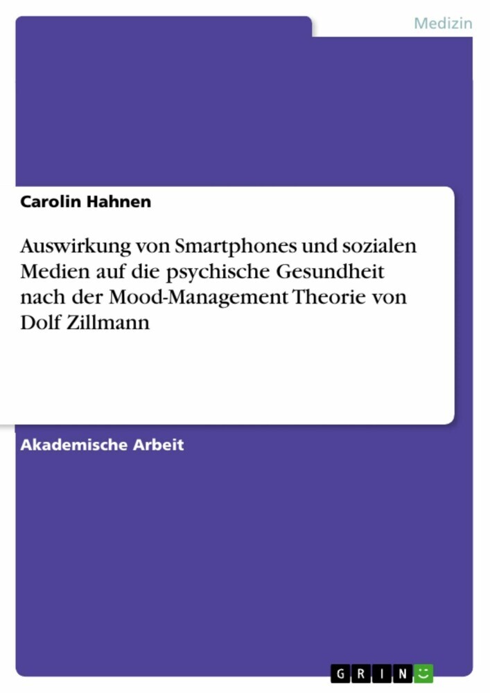 Auswirkung von Smartphones und sozialen Medien auf die psychische Gesundheit nach der Mood-Management Theorie von Dolf Zillmann main product photo