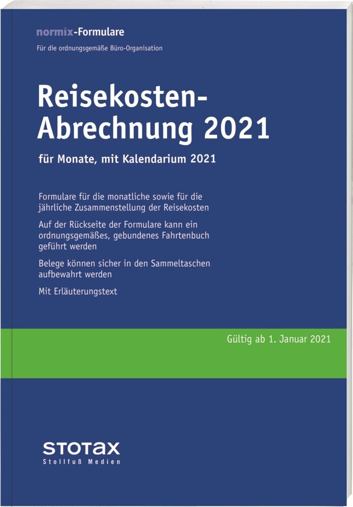 Reisekosten-Abrechnungen Monat 2021 mit Kalendarium (II. Halbjahr 2021) main product photo