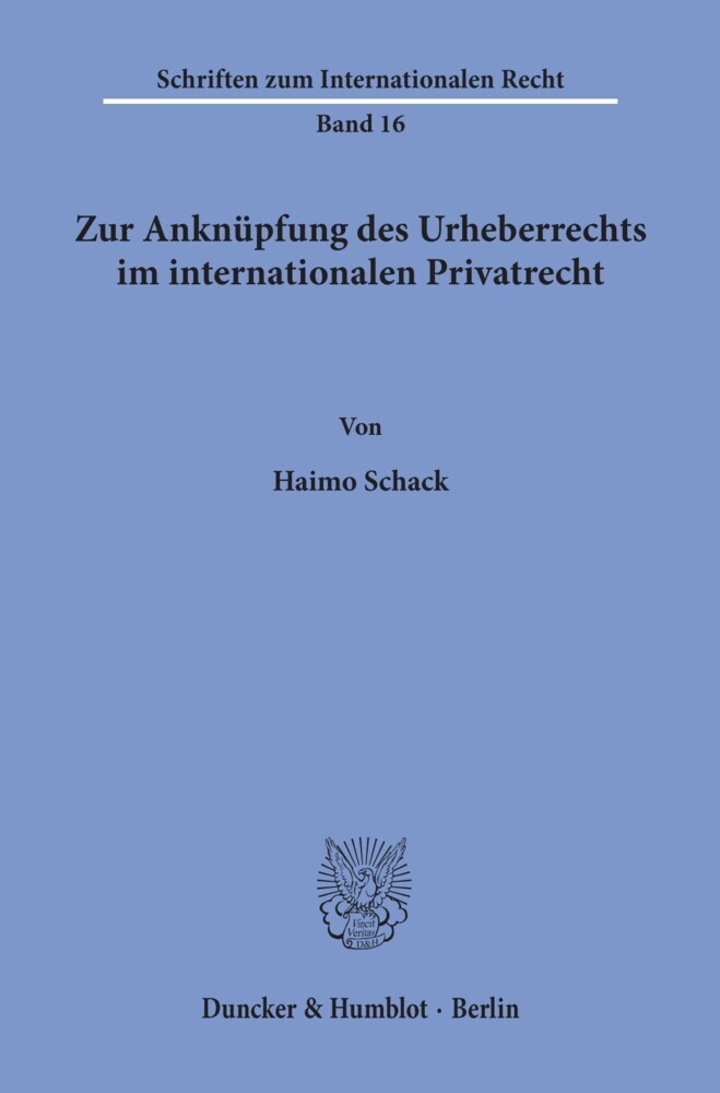 Zur Anknüpfung des Urheberrechts im internationalen Privatrecht. main product photo