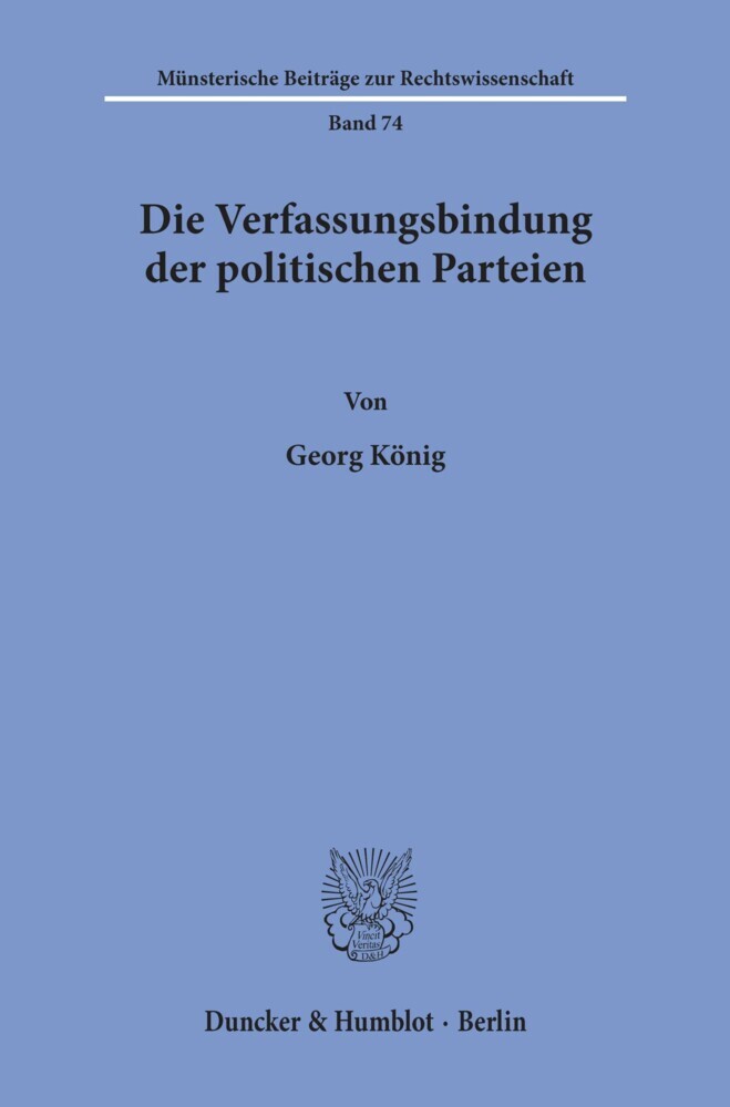 Die Verfassungsbindung der politischen Parteien. main product photo