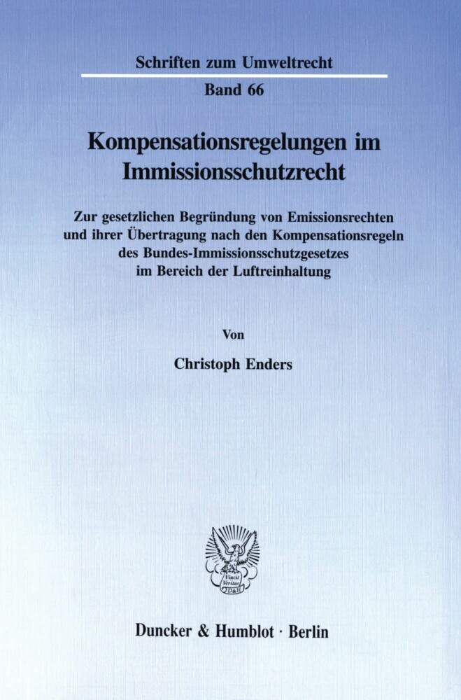 Kompensationsregelungen im Immissionsschutzrecht. main product photo