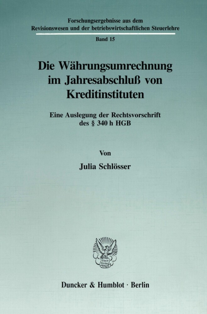Die Währungsumrechnung im Jahresabschluß von Kreditinstituten. main product photo