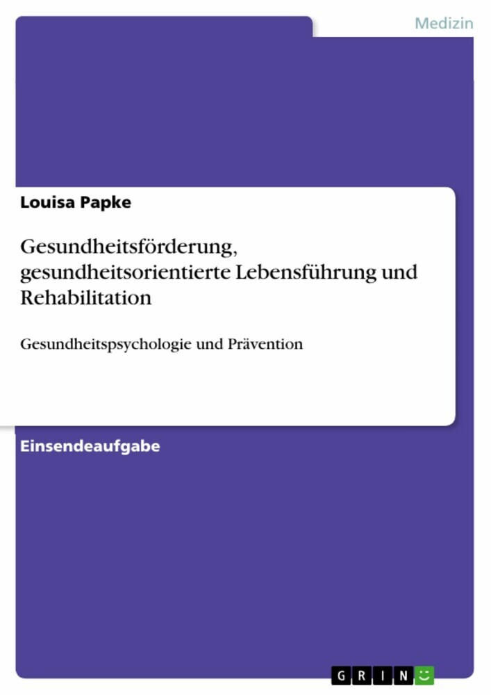 Gesundheitsförderung, gesundheitsorientierte Lebensführung und Rehabilitation main product photo