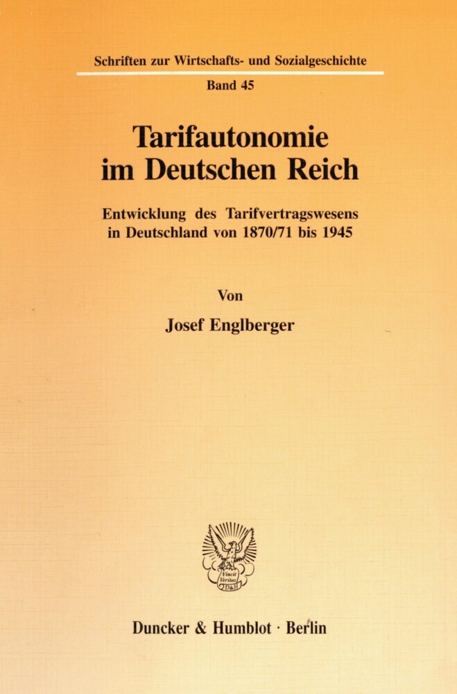 Tarifautonomie im Deutschen Reich. main product photo