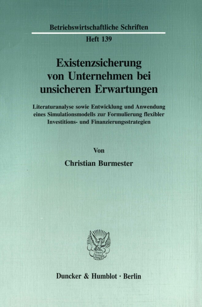 Existenzsicherung von Unternehmen bei unsicheren Erwartungen. main product photo