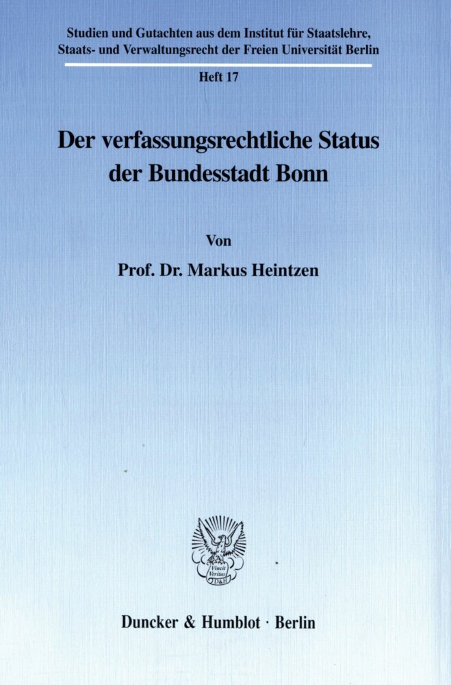 Der verfassungsrechtliche Status der Bundesstadt Bonn. main product photo