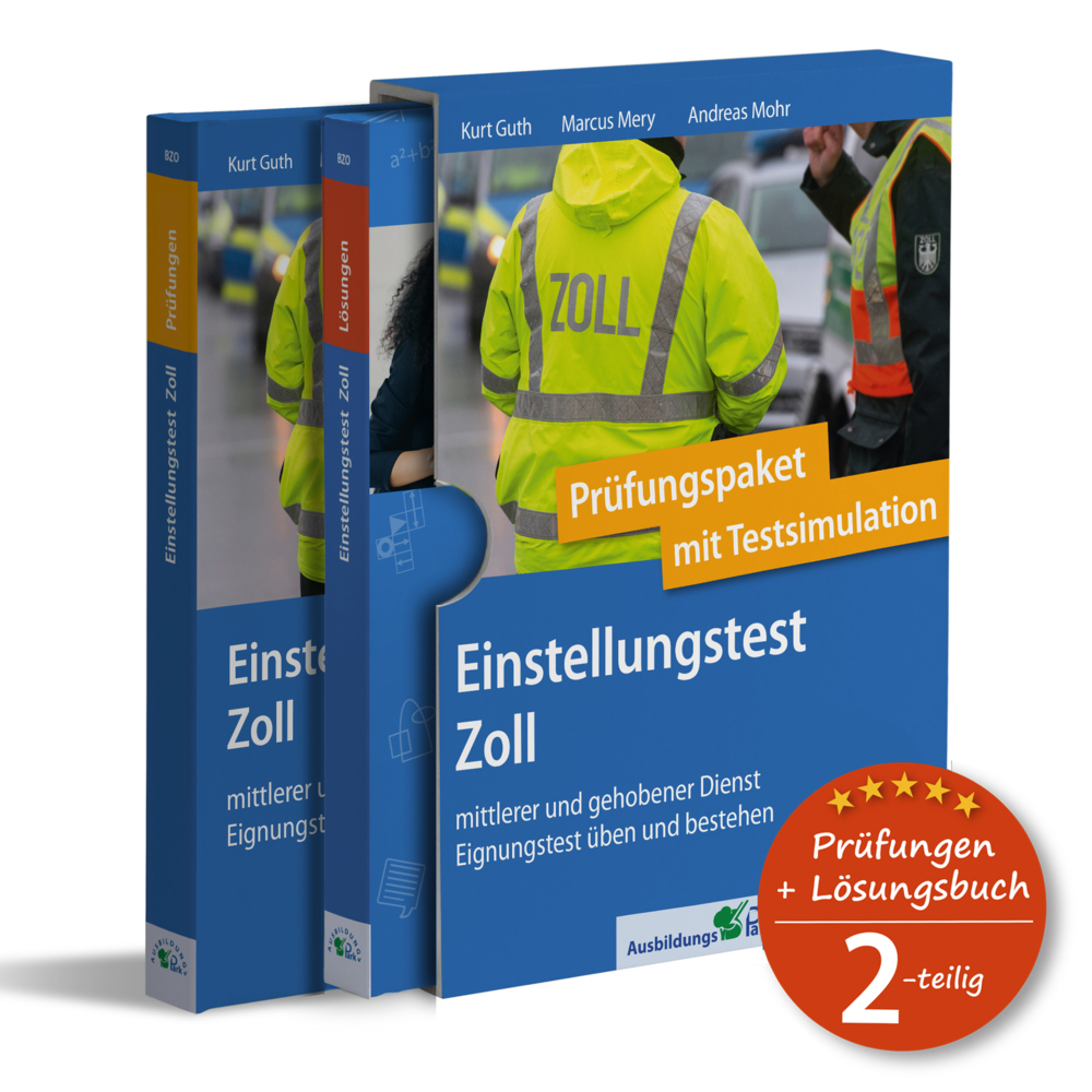 Einstellungstest Zoll: Prüfungspaket mit Testsimulation main product photo